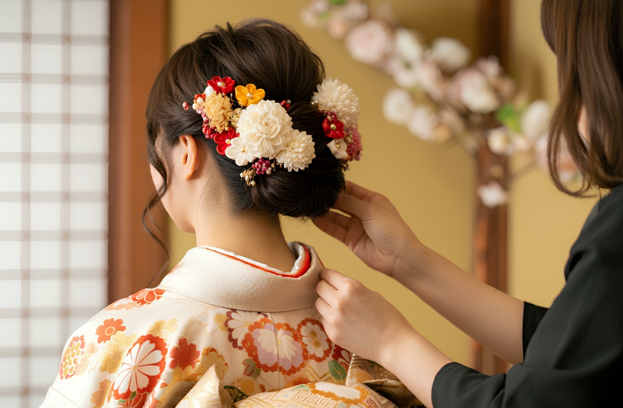 スタッフが撮影もヘアメイクも着付けも全てをサポート